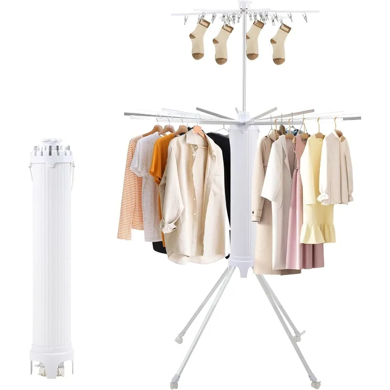 

4-Legged Foldable and Portable Clothes Drying Rack,Collapsible Octopus Drying Rack with Wheels and Aluminum Rods,360°Rotat