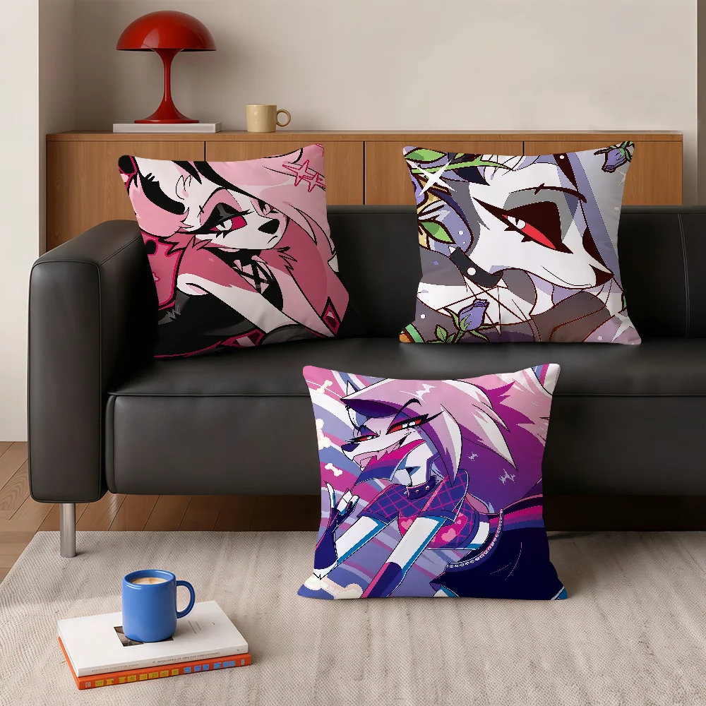 Anime H-Helluva B-Boss Loona Pillow Case Square Bedroom Headboard Sofa Living Room Backrest Cushion Nap Pillow