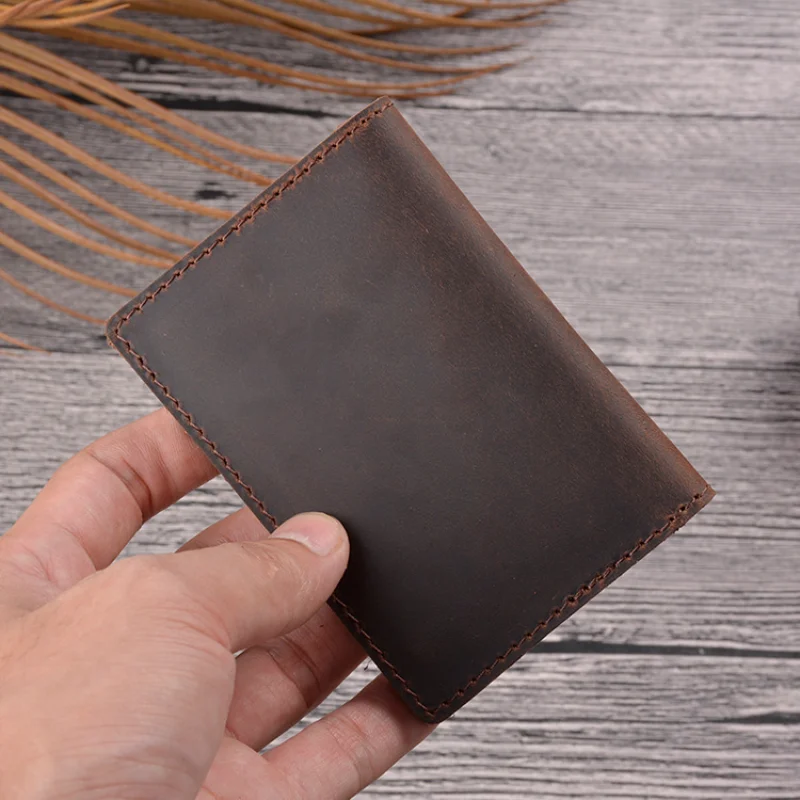 Men Credit ID Card Holder Rustic Cowhide Leather Customized Business Unisex Wallet Pocket Card Holder Wholesale