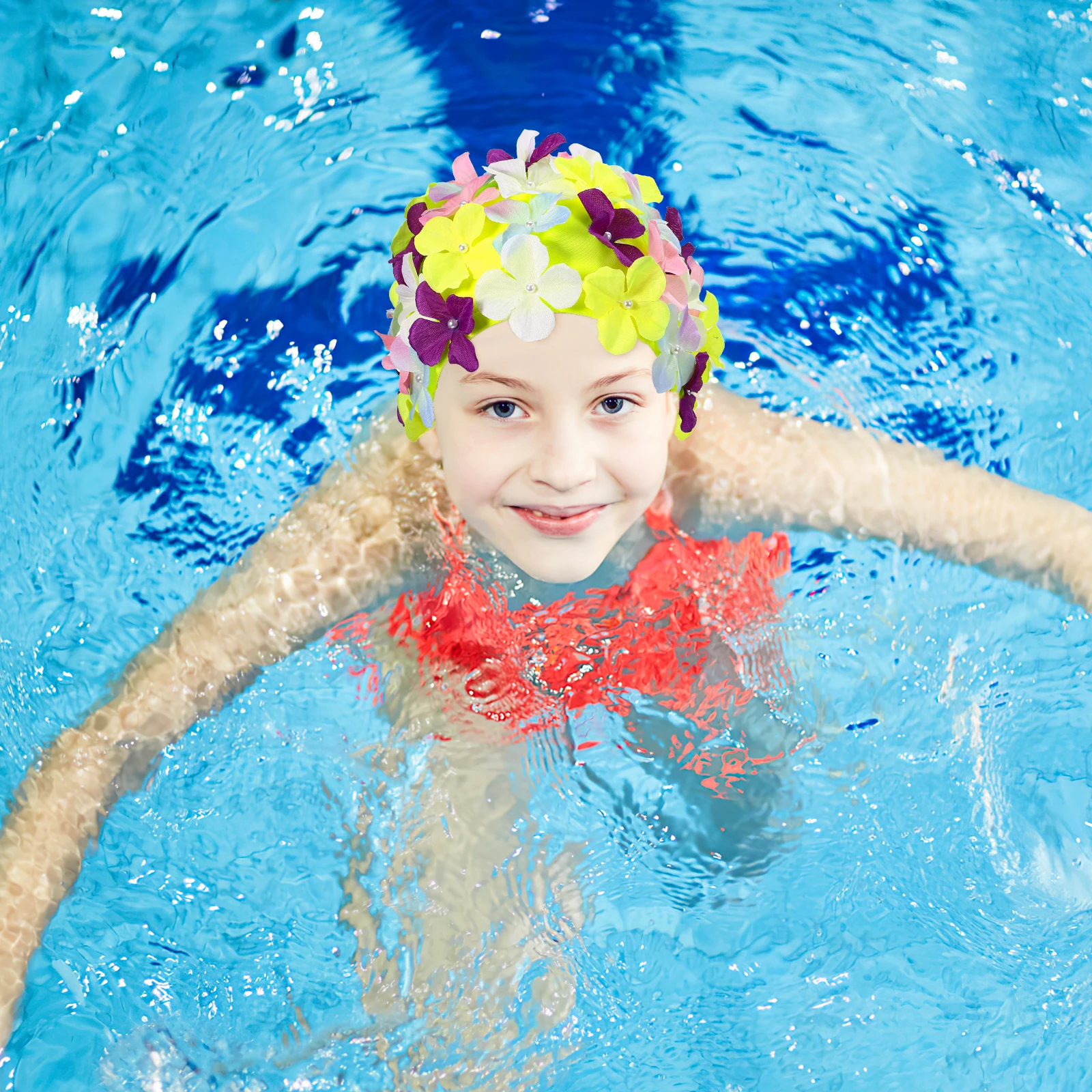 1 قطعة الموضة ثلاثية الأبعاد زهرة البتلة قبعة السباحة للنساء أنيقة قابلة لإعادة الاستخدام المضادة للانزلاق قبعة السباحة حماية الشعر والأذنين الراحة صالح