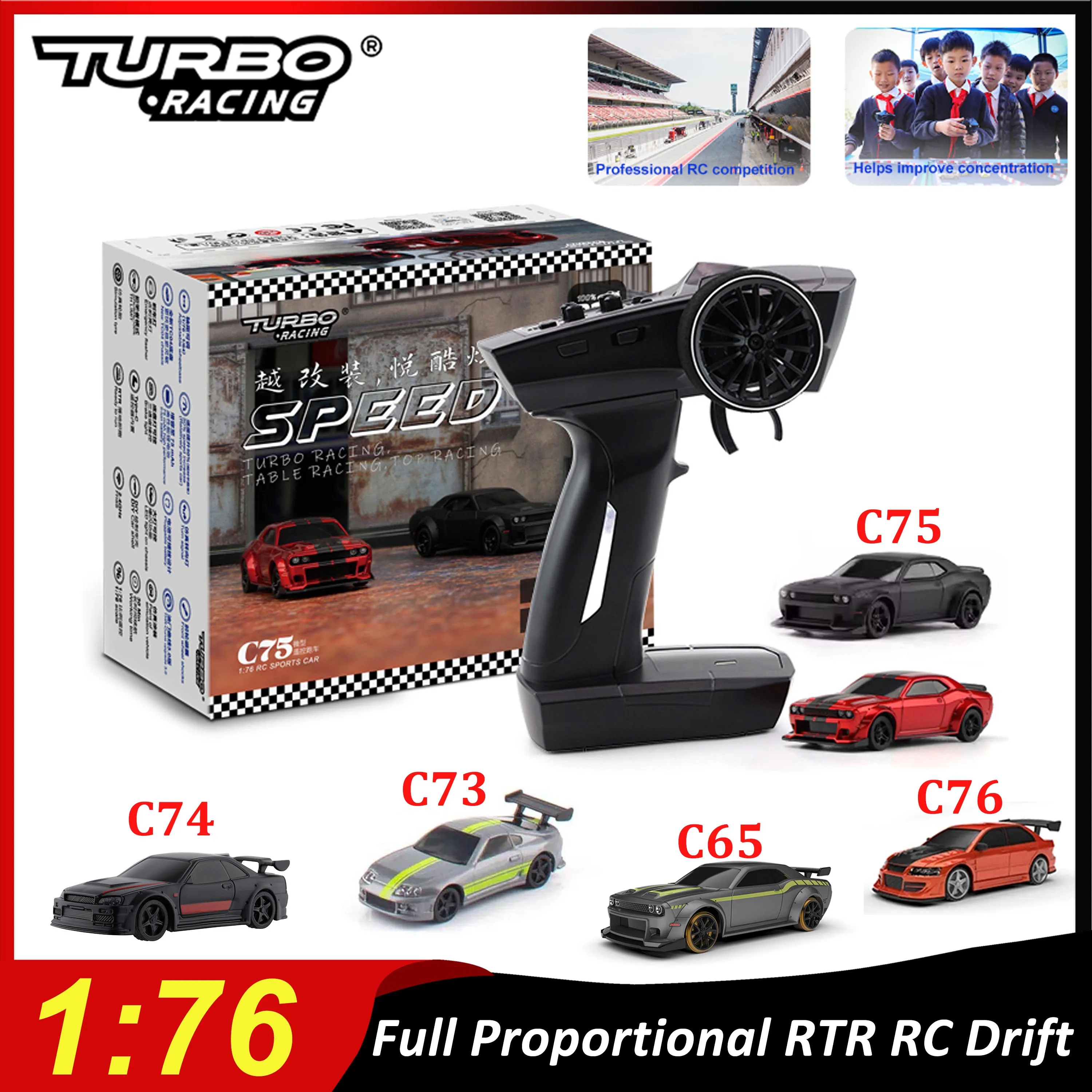 

Радиоуправляемая дрифт-машинка Turbo Racing 1:76 C65 C73 C74 C75 C76, полностью пропорциональное управление, высокая скорость, настольная модель RTR, для детей и взрослых