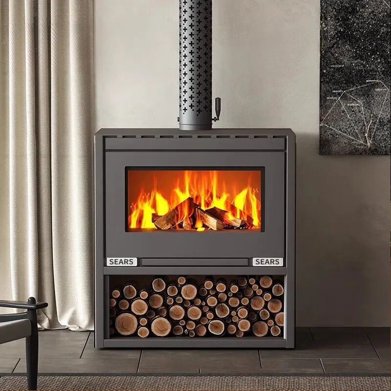 European Style Wood Burning Stove Real Fire Wall Fireplace for Indoor Decor for Home Rural Homestay Firewood for Living Room