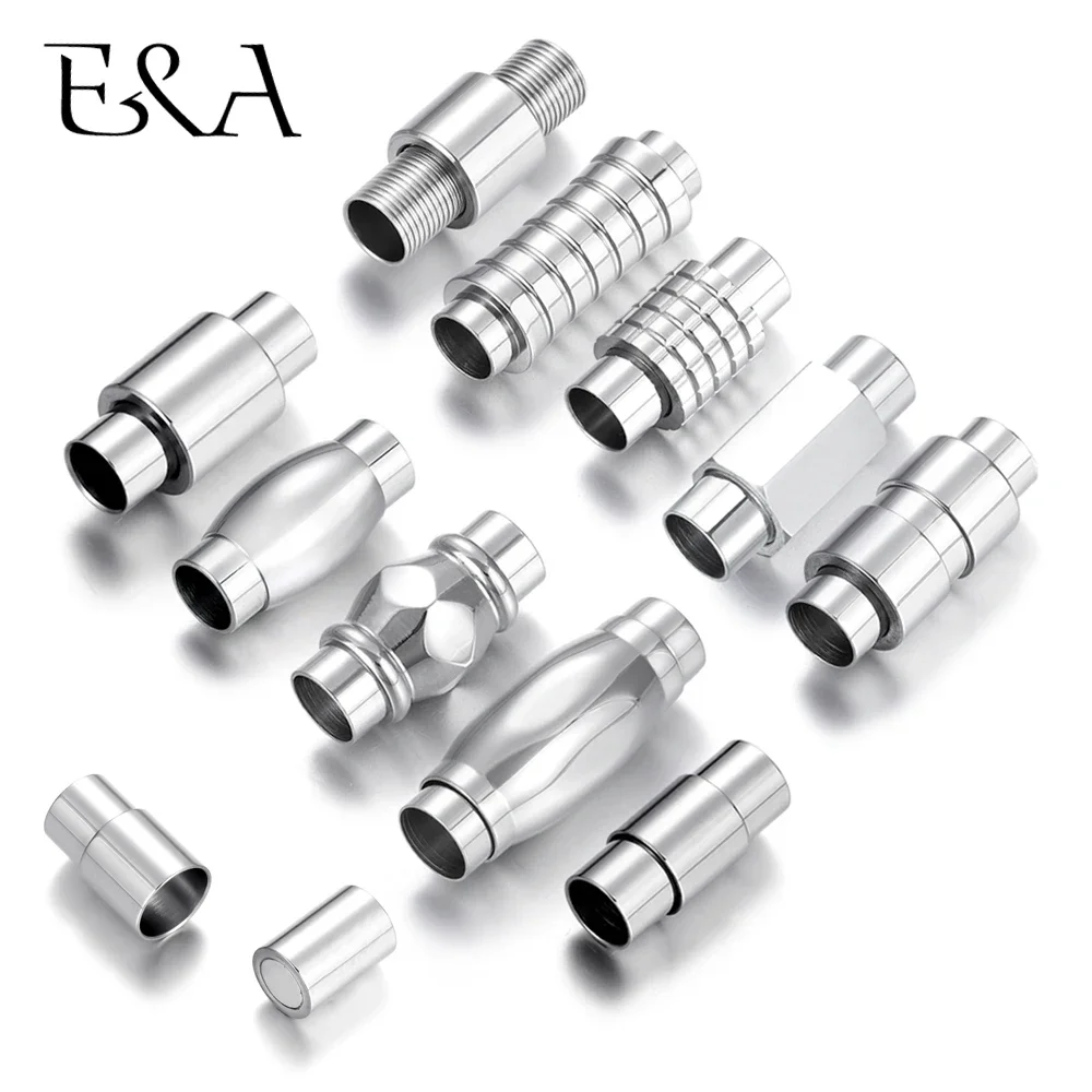 Stainless Steel Magnetic Clasp Mirror Finish Hole 6mm Leather Cord Clasp Magnet DIY Jewelry Making Bracelet Components