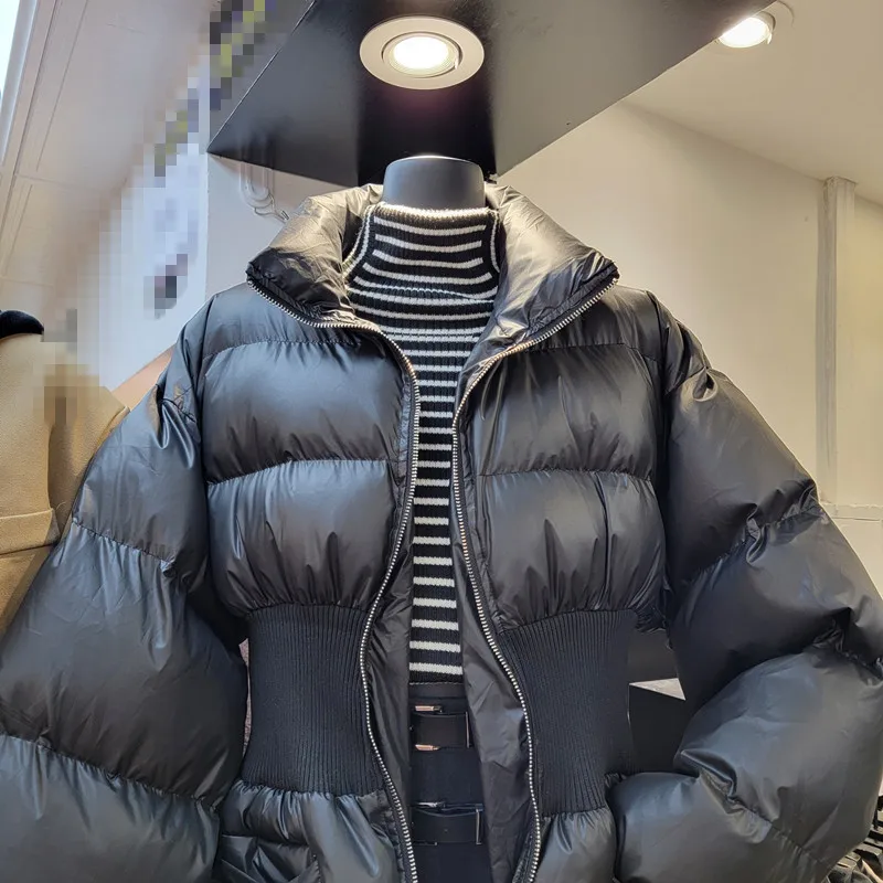 Cappotto imbottito in cotone marrone nero Coreano Casual Donna Colletto invernale alla coreana Giacca Parka medio lunga Capispalla in cotone