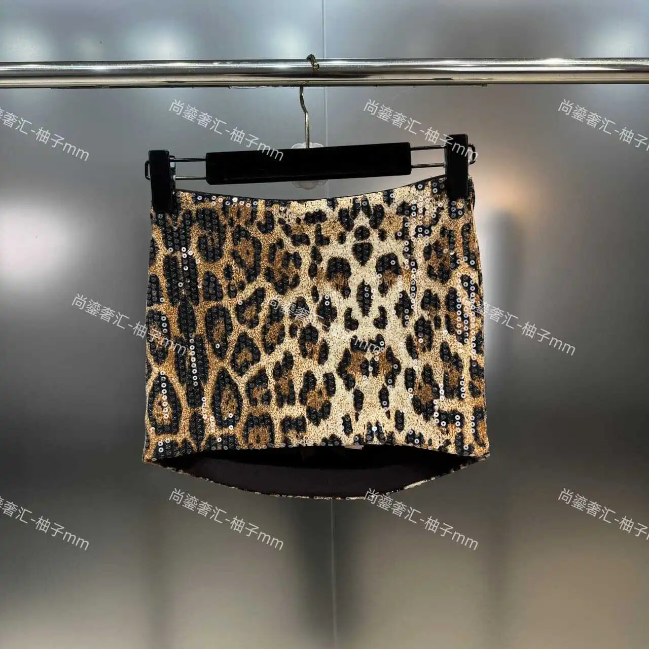 Sexy Girl Leopard Print Nightclub Skirt Autumn 2024 Full Sequined Socialite Hip Skirt Korean Fashion Clothing Mini Skirts Women