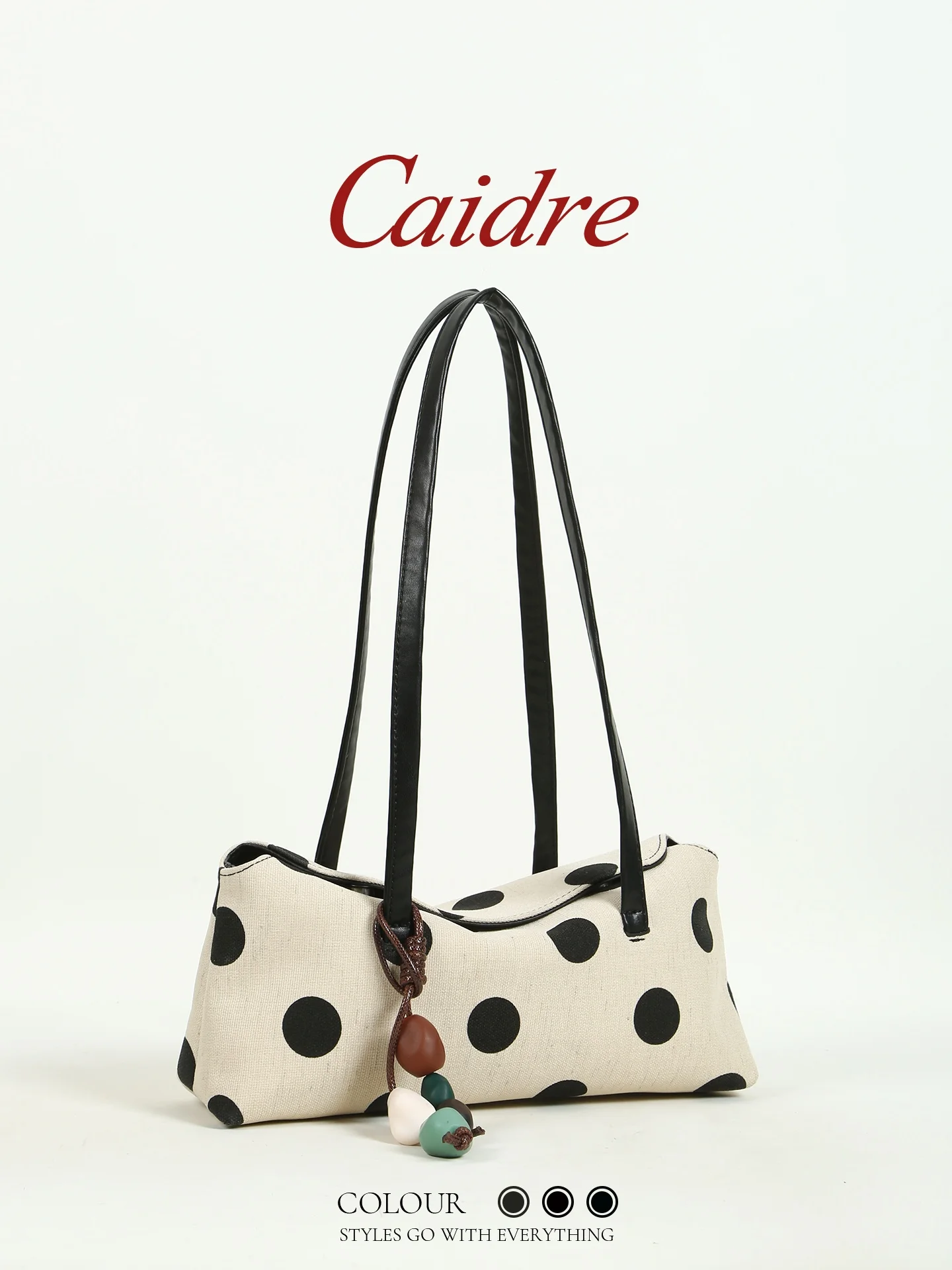 

Caidre Korean Style Polka Dot Handbag Women's 2026 New Commuter Canvas Single Shoulder Underarm Bag Small Carryall