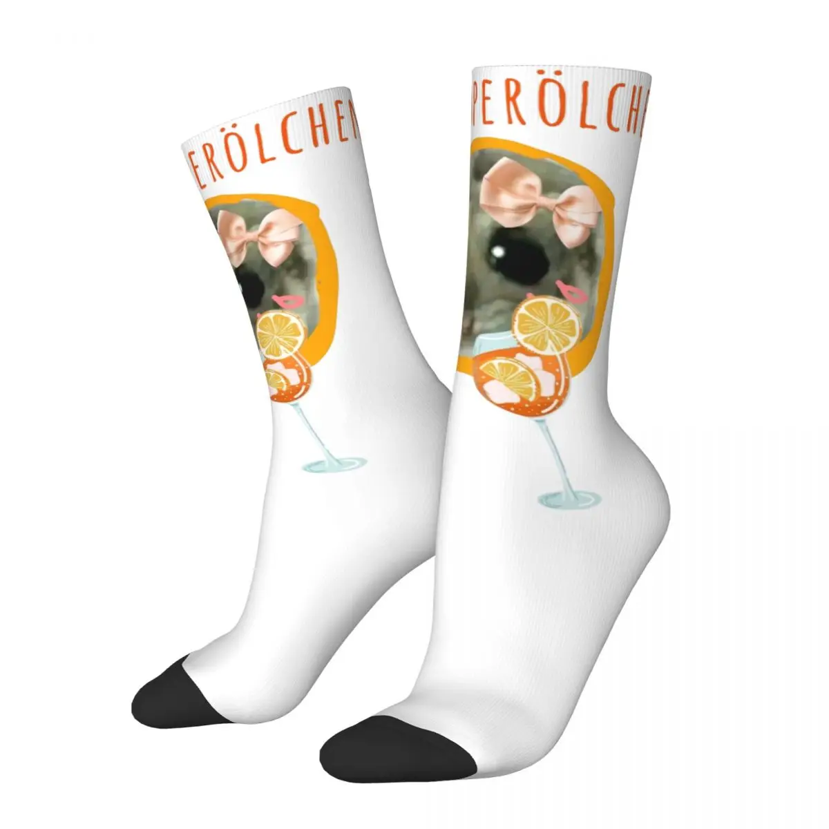 Delicious Aperolchen Sad Hamster Meme Merch Socks Cozy Humor Graphic Middle Tube Sock Soft for Women's Best Gifts