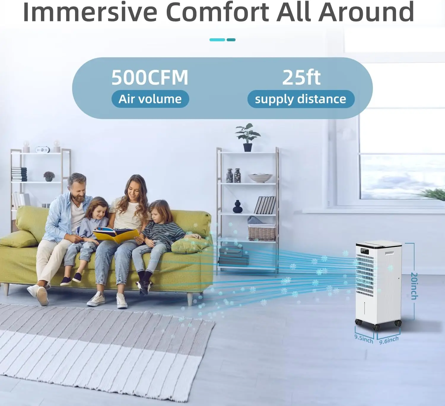 Portable Air Conditioners, 3-IN-1 Evaporative Swamp Cooler, Windowless Air Conditioner, 4 Modes & 3 Speeds, 12H Timer, Child