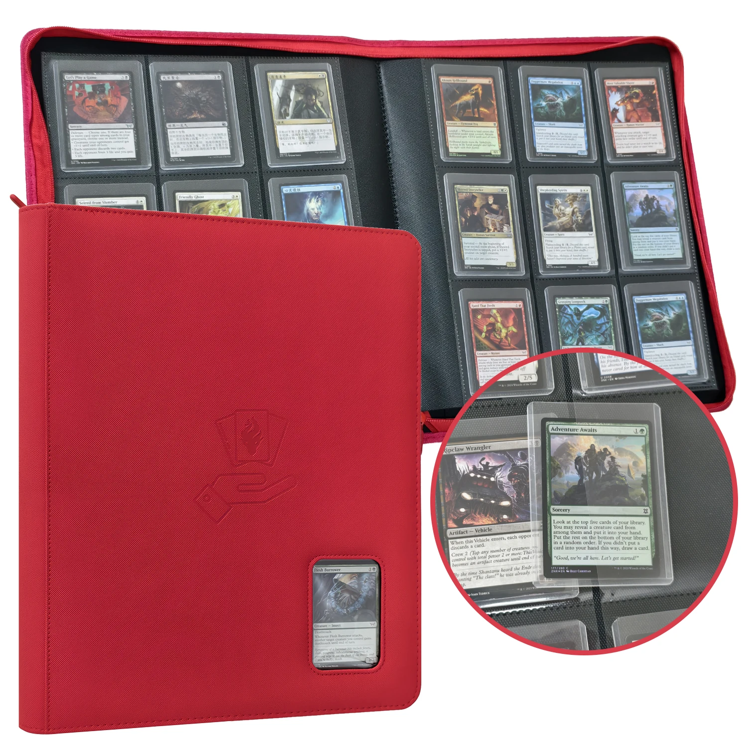Toploader-binder, geschikt voor 360 toplader, 9-pocket toploader-binder voor 3" x 4" stijve kaarten, Toploader-kaartbinder voor hard plastic