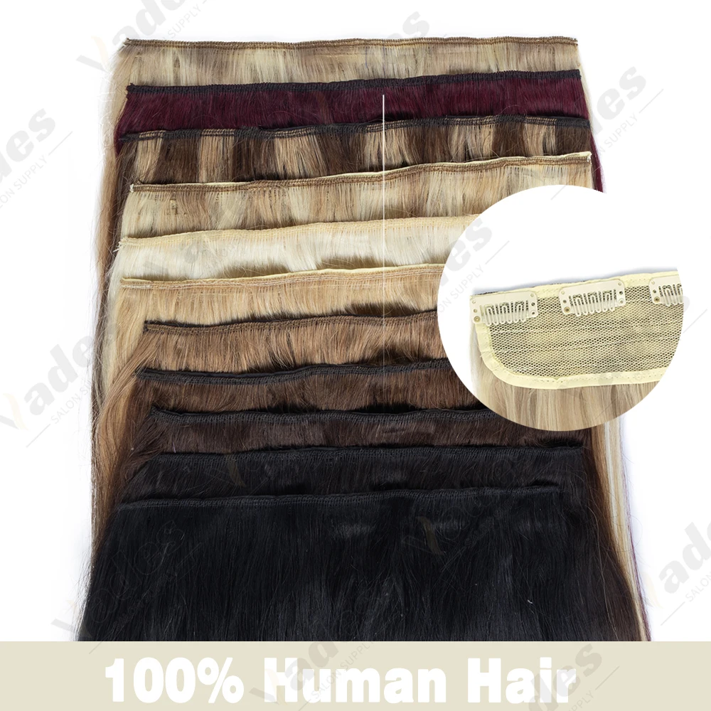 

VEDES на заколке для наращивания человеческих волос, цельный натуральный человеческий волос для женщин с истонченными волосами, добавление объема, многократное использование 14–22 дюйма