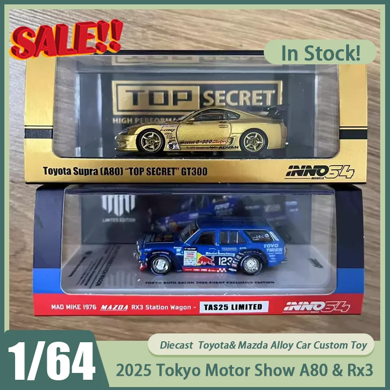 Neu auf Lager 2025, Tokyo Motor Show Inno 1:64 Toyota Supra A80 Mazda Rx3 Auto Limited Edition, Legierung, Miniatur-Druckguss, individuelles Spielzeug