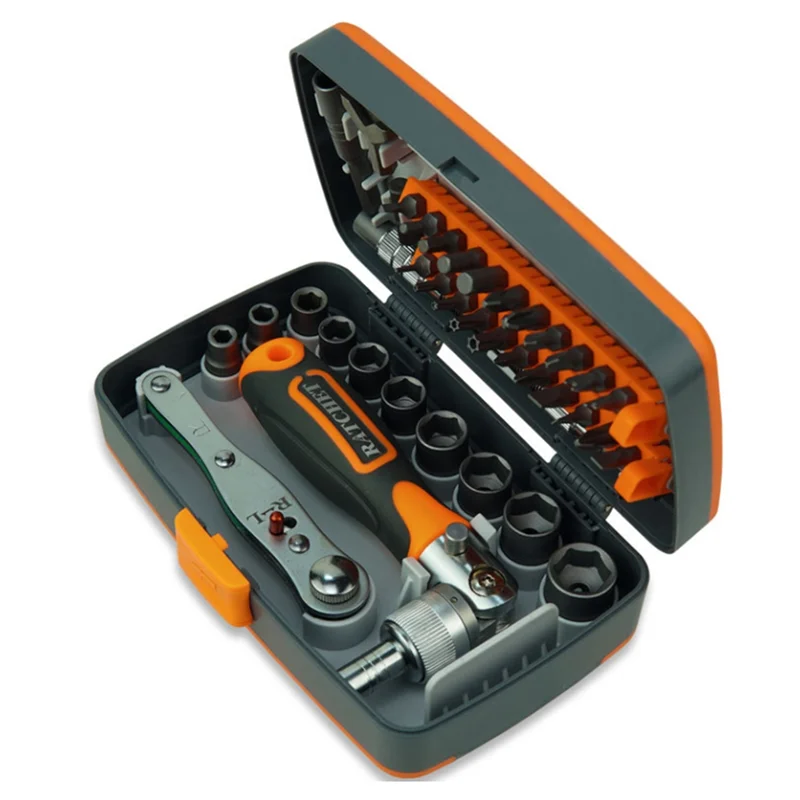

LNHF Precision Ratchet Screwdriver 38-Piece Set CR-V Bit With Universal Wrench 180 Degree Adjustable Handle Repair Hand Tool