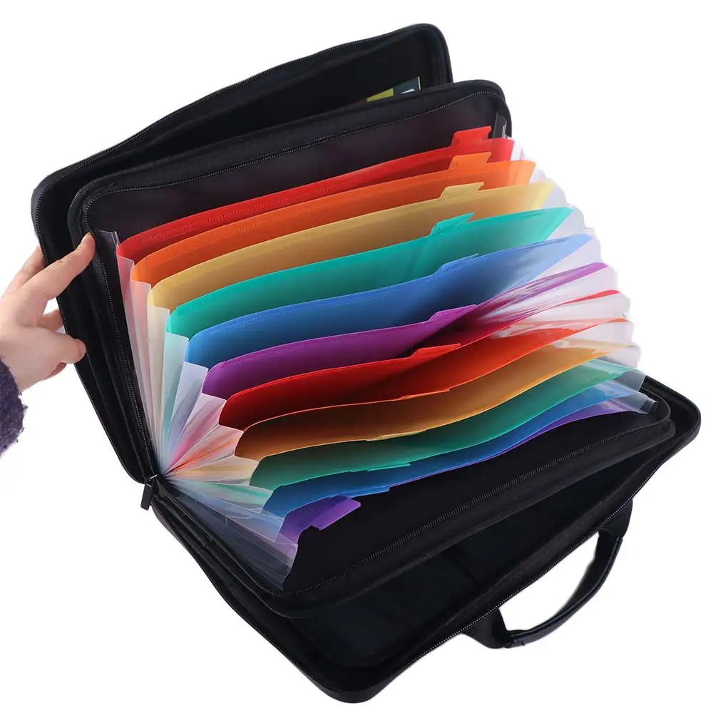13 Accordion Pocket Fireproof Document Box Large Capacity Expanding Design Handheld File Bag Waterproof Comfortable Handle
