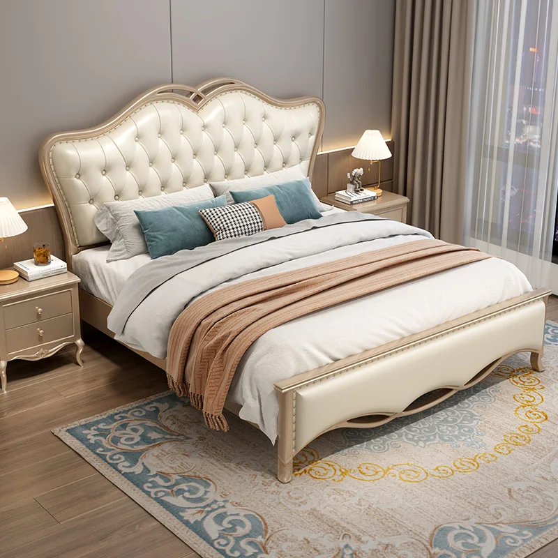 

Headboard Luxury European Bed Modern High End Unique Frame Double Bed Nordic Pretty Letti Matrimoniali Furniture For Bedroom