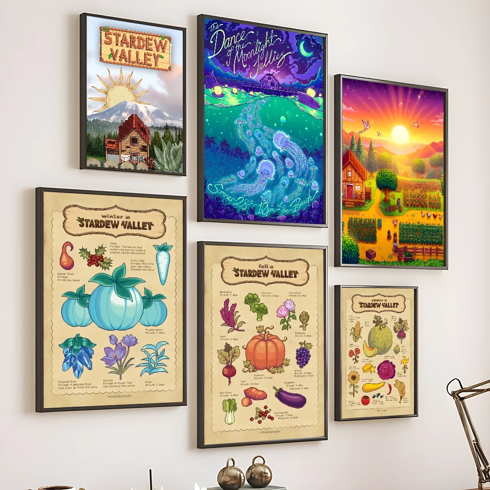 Pixel Game S-Stardew Valley farming town Poster Home living room Wall Room Bed bedroom home decoration