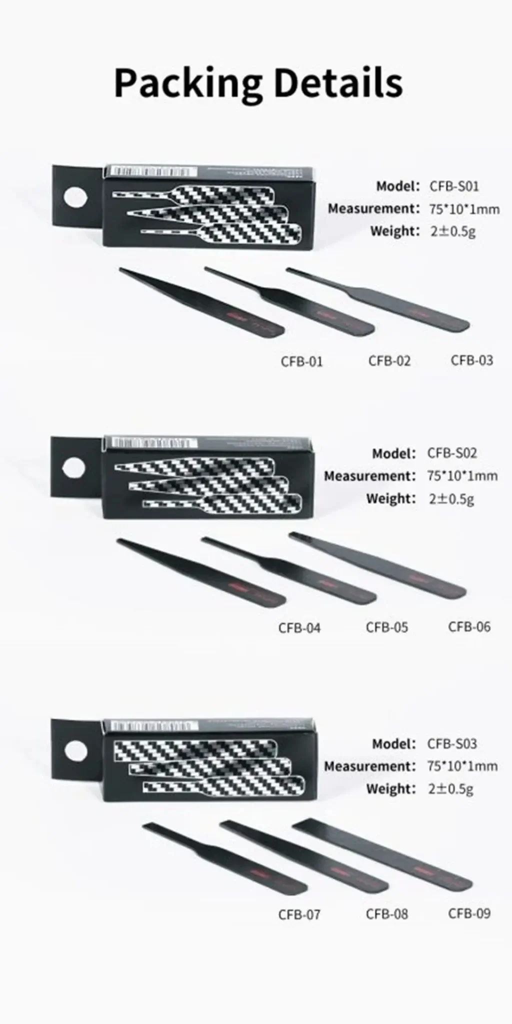 DSPIAE CFB-S01 CFB-S02 CFB-S03 Model Sanding Stick for Gundam Military Model Alien Carbon Fiber Sanding Board Ultra-thin Stick