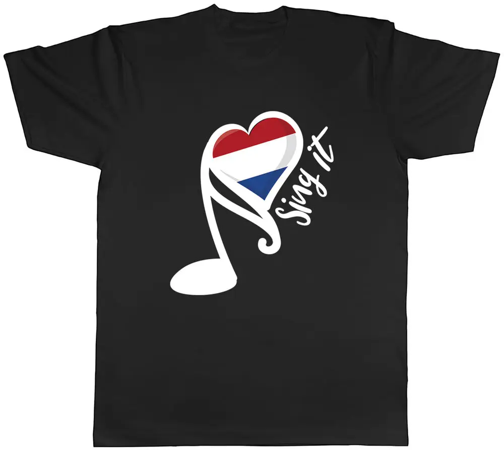 Netherlands Song Contest Mens T-Shirt Music Singing Unisex Tee Gift Anime Graphic T-shirts For Men