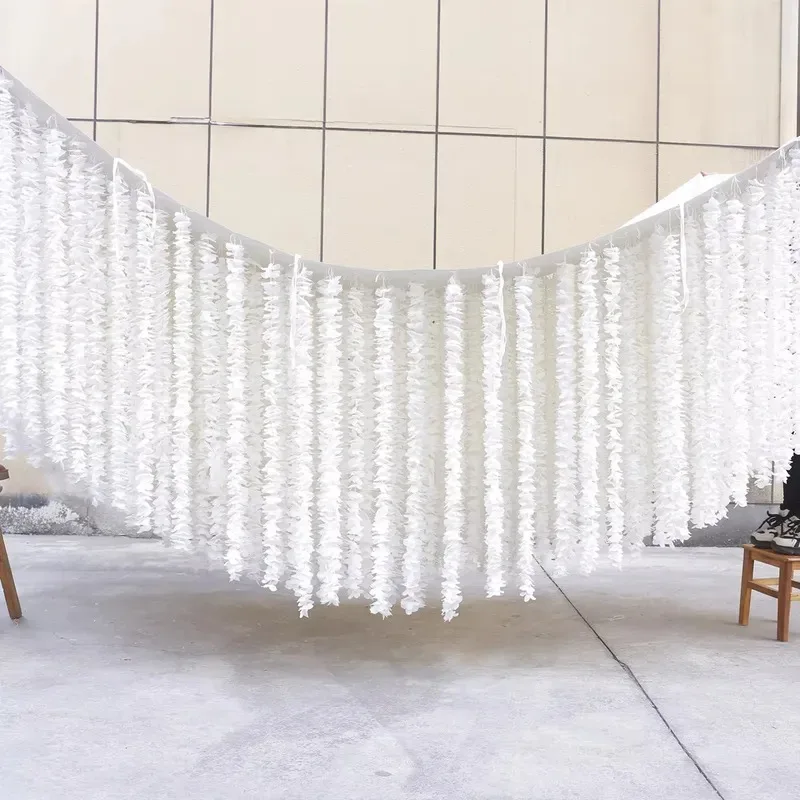 New Design Handmade Artificial Wisteria Flowers Cloth Base Hanging Wall Background for Wedding Ceiling Decoration