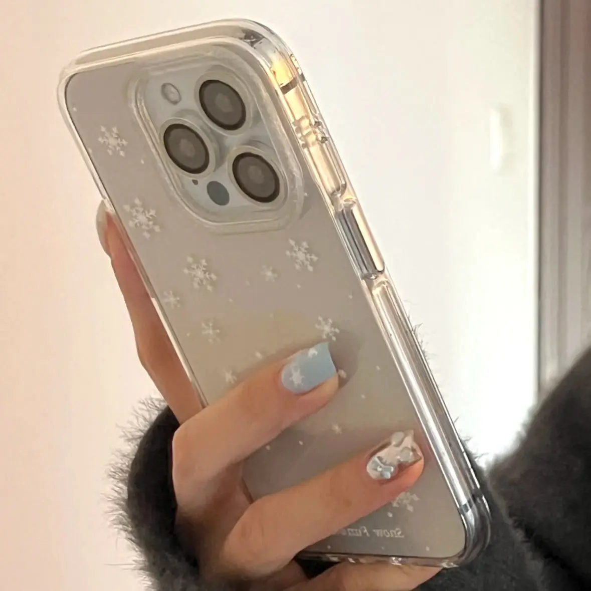 

Японский корейский тонкий сверкающий чехол со снежинками для iPhone 16 Pro Max 15 14 13 12 11 Pro Max X XS XR 7 8 Plus Y2K Cover