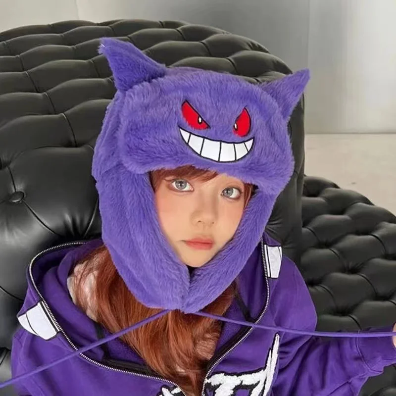 Pokemon Hat Anime Gengar Ski Hats Cute Cartoon Winter Warm Keep Out The Cold Cap Kawaii Cosplay Outdoors Cycling Caps Gifts