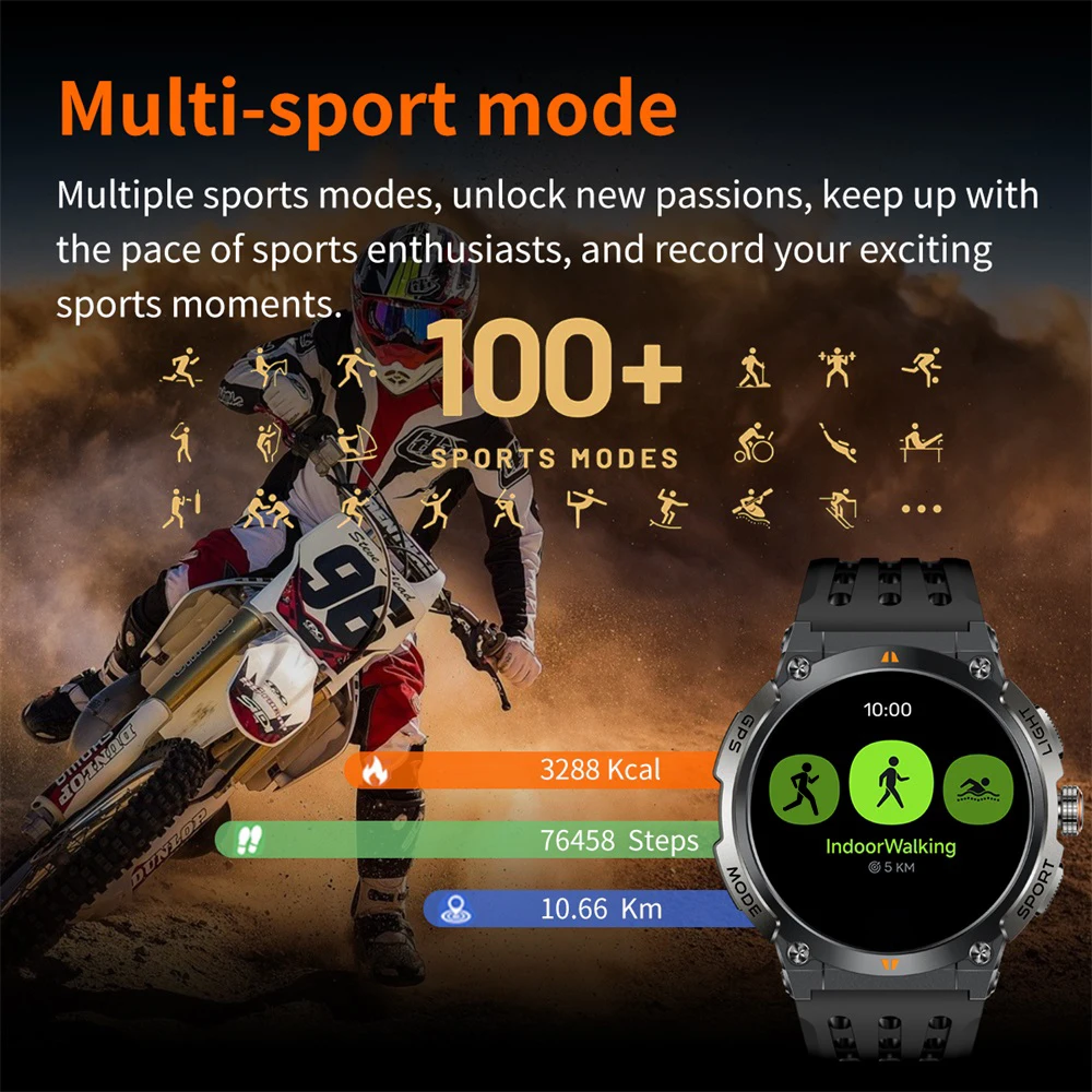 696 AMOLED شاشة الرياضة في الهواء الطلق GPS البوصلة ساعة ذكية بلوتوث دعوة معدل ضربات القلب مراقبة النوم مقاوم للماء الموسيقى Smartwatch