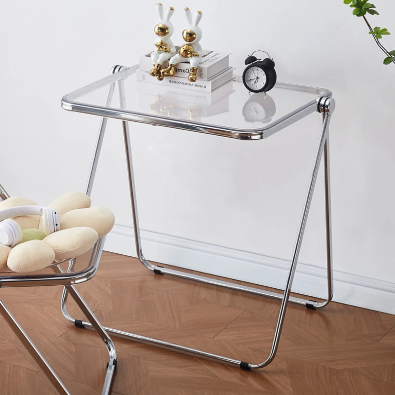 Acrylic Folding Desk Small Portable Study Desk Balcony and Bedroom Computer Table Mini Bedside Table Lightweight