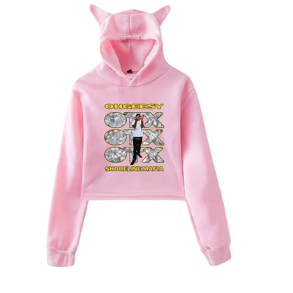 

OhGeesy kawaii sets women Printed Rabbit ears causal music fans hoodies short Sleeve unisex Internet celebrity sweatshirt