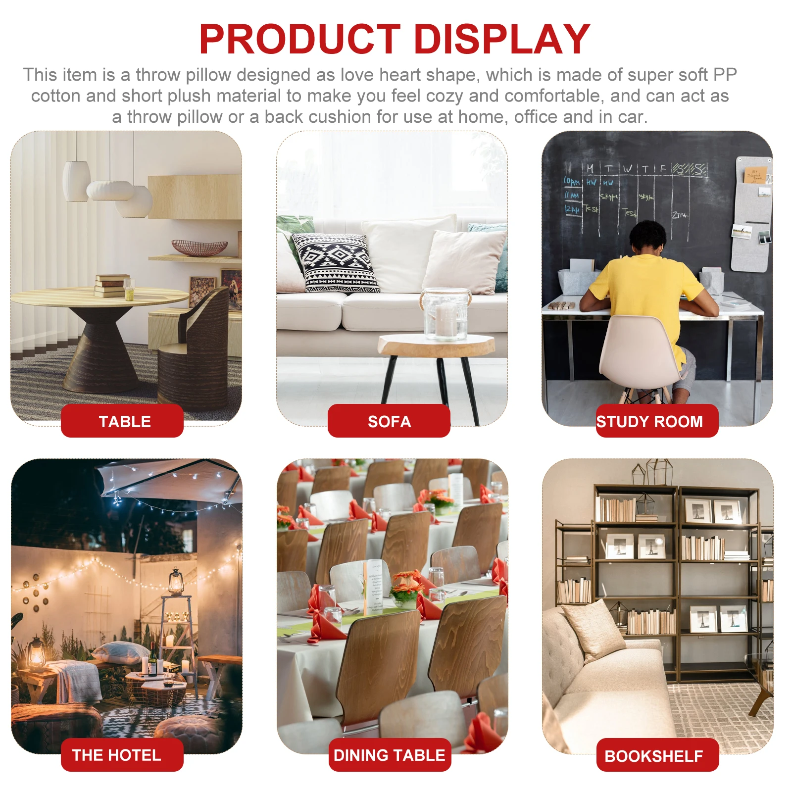 

1Pcs Love Heart Shape Pillow Soft PP Cotton Throw Cushion Cozy Home Office Sofa Decoration Gift for Birthday Christmas