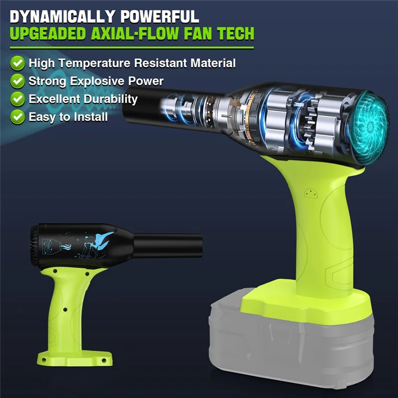 

Турбовентилятор Reliablejet для Ryobi One + аккумулятор 18 В для клавиатуры, улицы, автомобильного чистящего средства