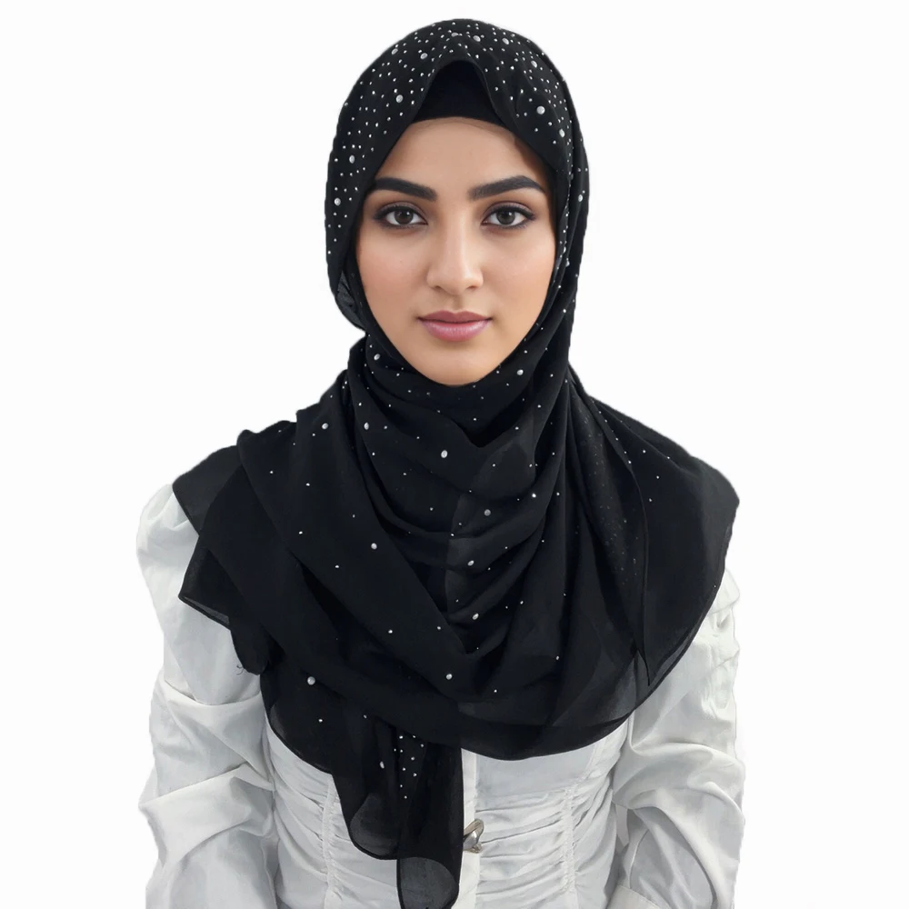 New Pearl Rhinestone Hijab Scarf High quality Wholesale Premium Chiffon Hijabs Shawl