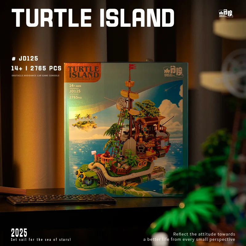 Bloques de construcción de Isla de tortuga de 53cm, figura eléctrica MOC, modelo de vista de calle grande, ladrillos ensamblados, juguete para regalo de colección JD125