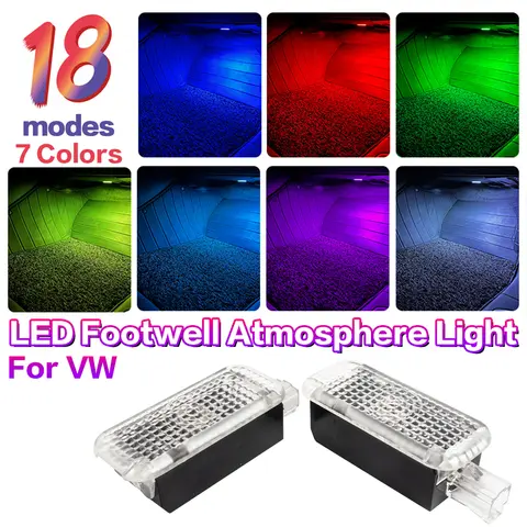 LED 자동차 RGB 풋웰 램프 분위기 조명, VW 샤란 7N 투아렉 7P 7L 파사트 CC B5 B6 B7 B8 B9 아테온 골프 6 7 MK6 액세서리