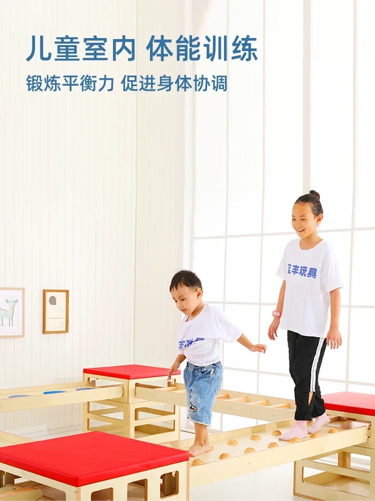 Baby Wooden Climbing Combination Early Education Hall Physical Fitness Sports Kindergarten  Sensory Integration Training