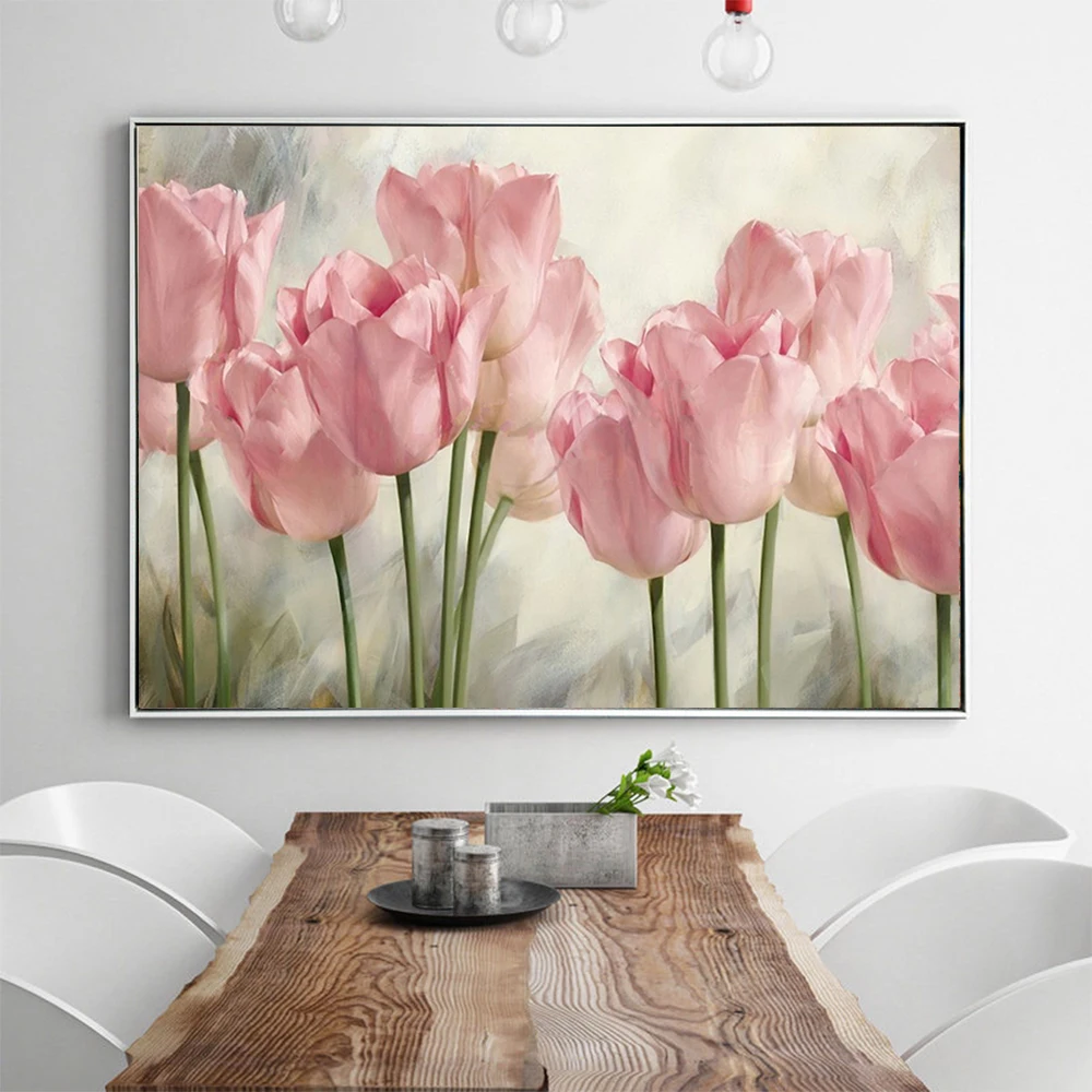 Nice Modern Model Pop Art Handmade Tulip Flower Oil Painting on Canvas