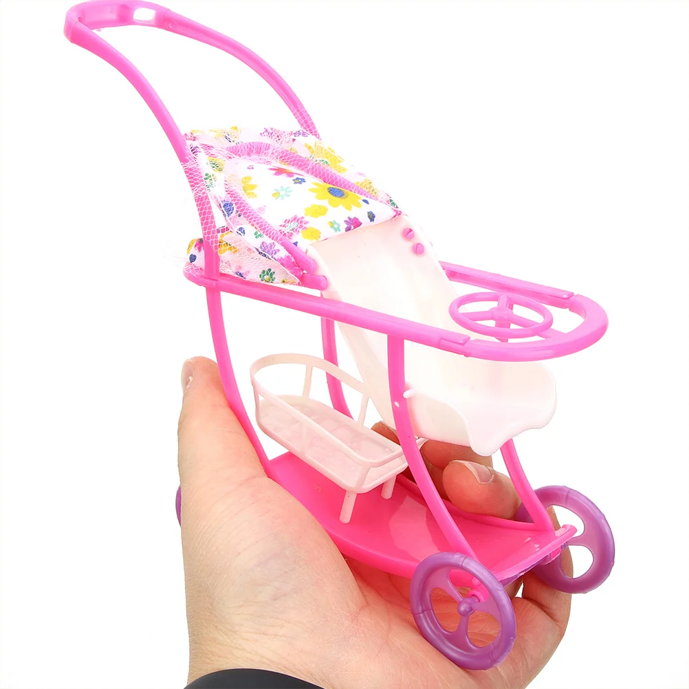 2 Pcs Baby Stroller Play Kids Toy Shopping Cart Foldable Dolls Plastic Toys