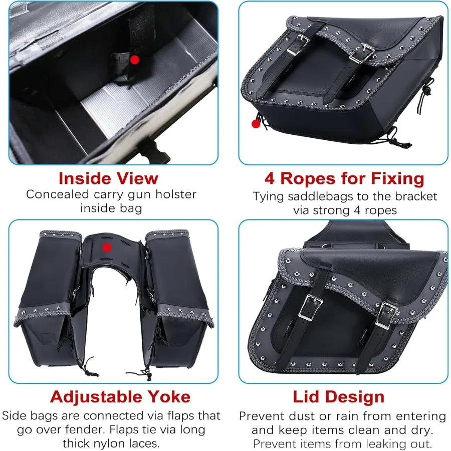 Borse da sella per moto in ecopelle Borse laterali per moto in PVC con borchie Borse laterali per moto per Honda Shadow Sportster Softail D