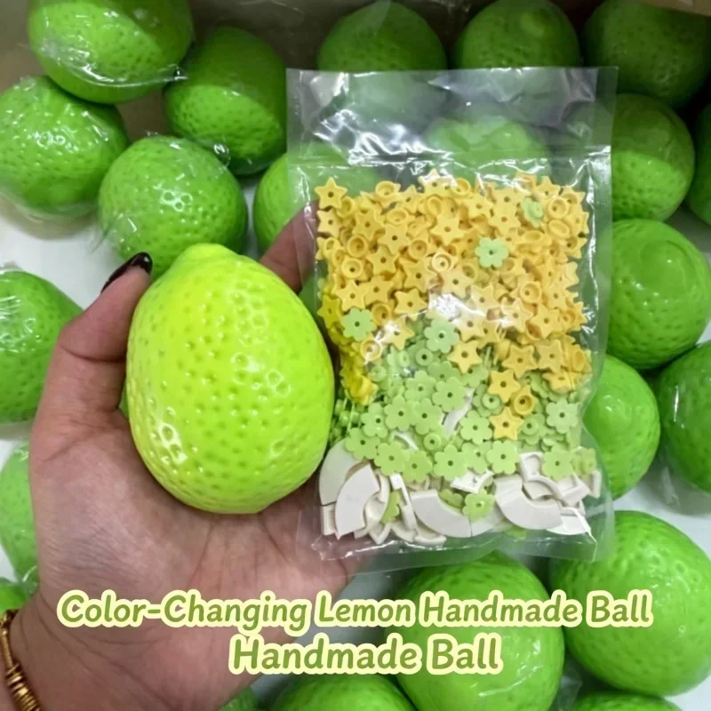 Squeeze Toy Handmade Crispy Lemon Stress Ball Color-Changing Slow Rise Squishy Fidget Ball ASMR Sensory Stress Relief Party Gift