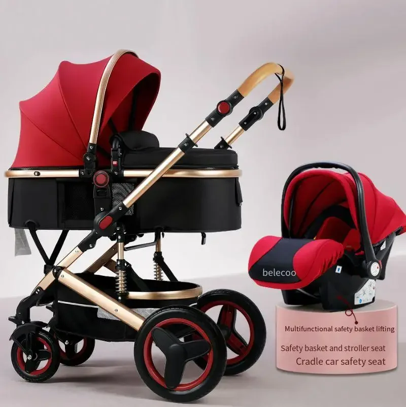 Multifunctional Stroller High Landscape Newborn Baby Two-way Swivel Seat Lightweight Foldable Shock Absorption Baby Stroller