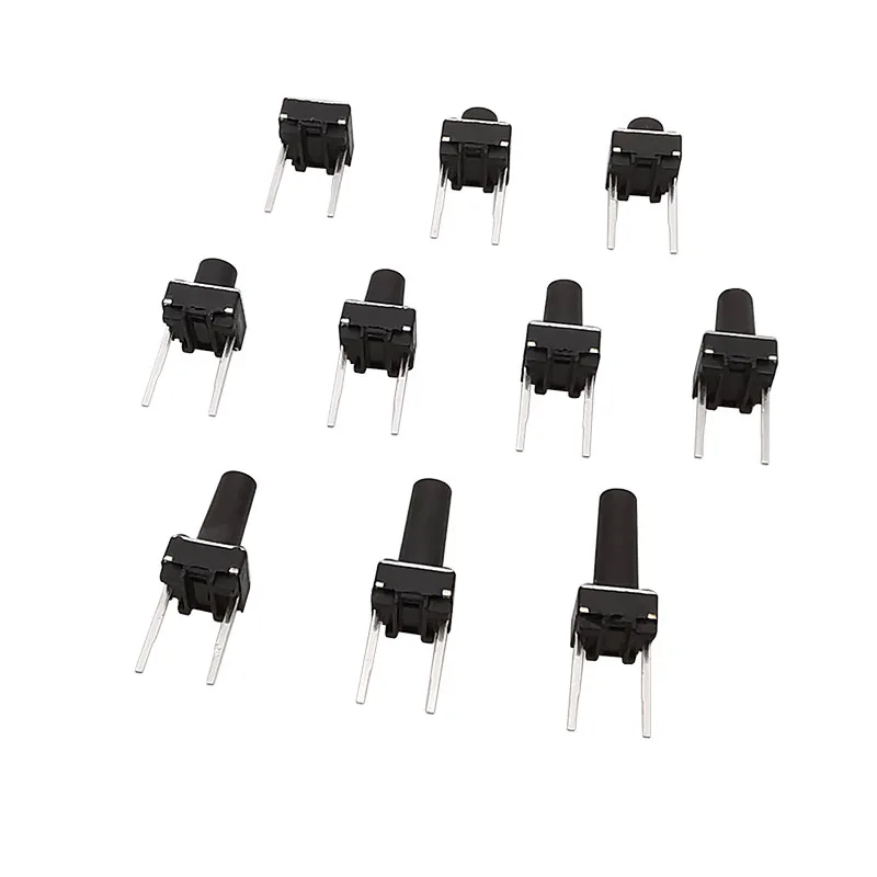 200Pcs/Box Micro Tactile Switch 6x6mm 2 Pin Tactile Tact Push Button Momentary Switch 6x6x4.3mm/5/6/7/8/9/10/11/12/13mm