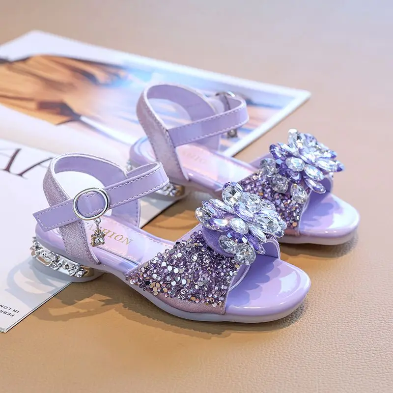 

2026 Summer New Girl's Princess Rhinestone Crystal Sandals for Baby Girls