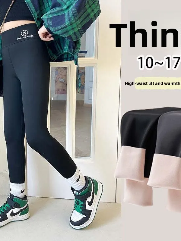 

Girls ark Skin Pants Thin Fce Base Layer Pants High Elastic Slimming Warm One-Piece Velvet Pants Autumn Winter Ne...