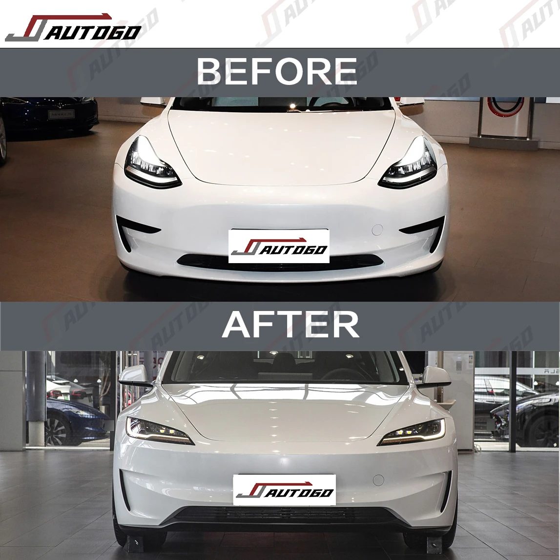 Auto Modification Conversion Facelift Refit Retrofit Old to New Body Kit for Model 3 2016-2022 Upgrade to 2023 Model 3+ P