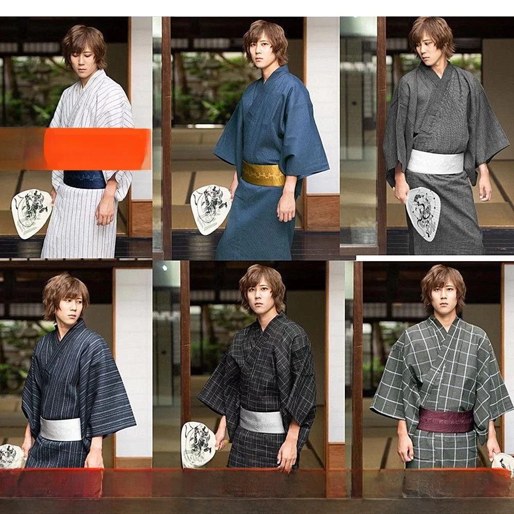 

Мужской халат-кимоно из высококачественного хлопка и льна для путешествий и фотосессий, с поясом, повседневная летняя одежда