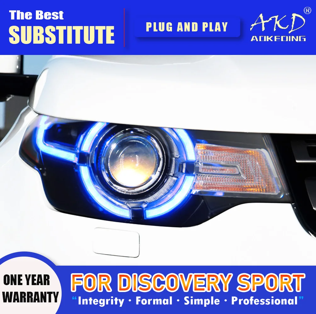 

AKD Head Lamp for Land Rover Discovery Sport LED Headlights 2016-2018 DRL Turn Signal High Beam Angel Eye Projector Lens