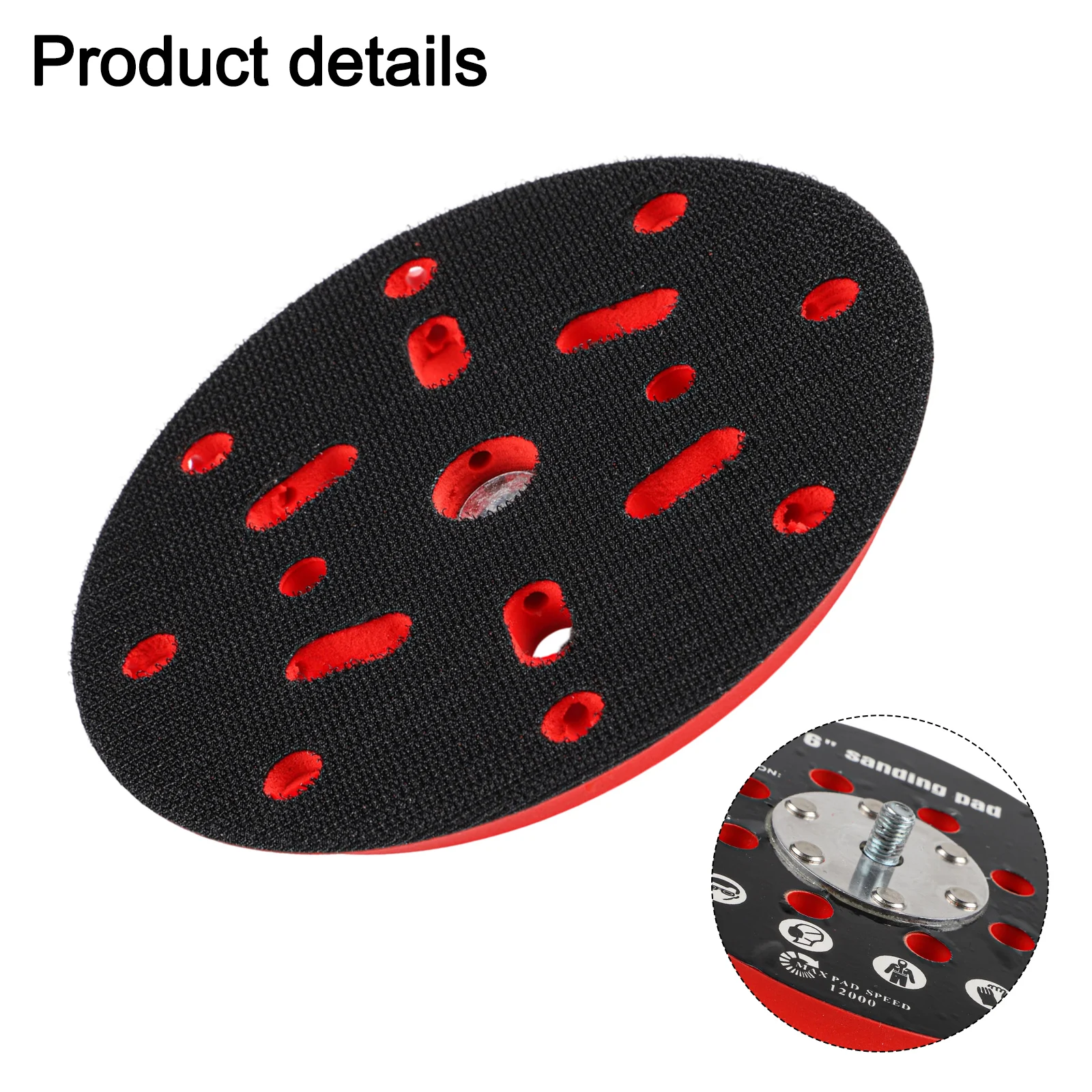 6 Inch 150mm Backing Pad with 17 Holes for Orbital Sanders Supporting High Speed Grinding and Sanding with Threaded Attachment