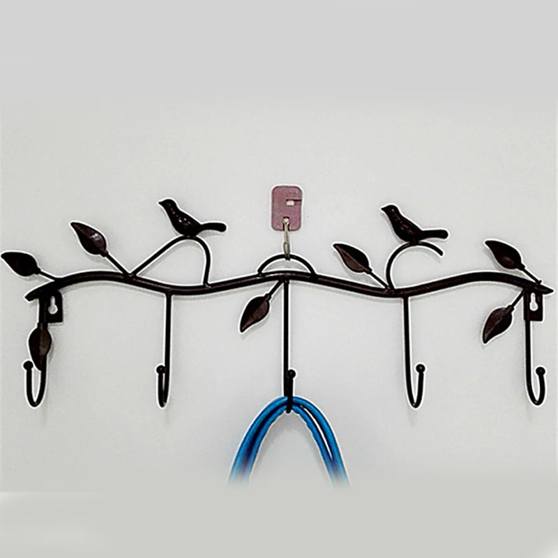 Birds Metal Wall Coat Rack and Hat Rack Multi-function Mounted Hook Hangers for Livingroom Bedroom Wrought Iron Coat Hook