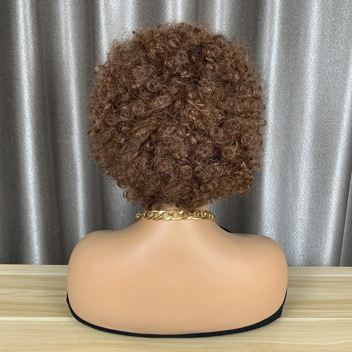 Ingwerfarbene lockige Pixie-Cut-Perücken # 33 Echthaar-Pixie-Cut-Perücken, 180% farbig, vollmaschinell gefertigte Echthaarperücken, einfach zu tragen, Hairugo – Detail 7