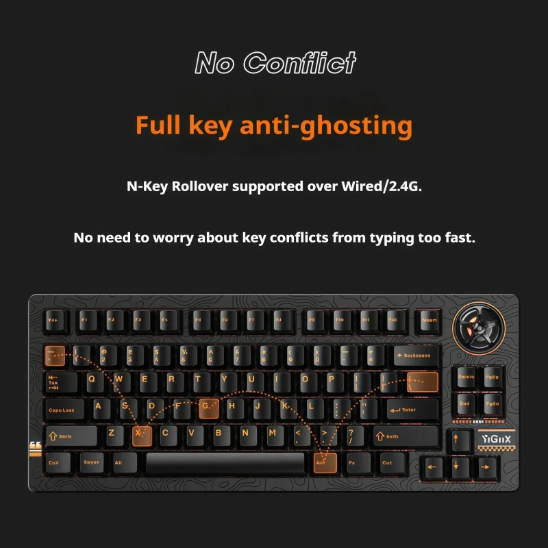 EG GK81 لوحة المفاتيح الميكانيكية اللاسلكية ثلاثة وضع اتصال 75 سلسلة 82 مفاتيح مخصصة بطارية 8000 مللي أمبير مفتاح كامل قابل للتبديل السريع #3