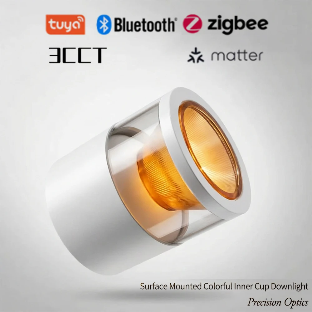 LED Surface Mounted Music Cup Ceiling Light, 3CCT TUYA Bluetooth/Zigbee Matter Smart Spotlight AC110V 220V Indoor Lighting