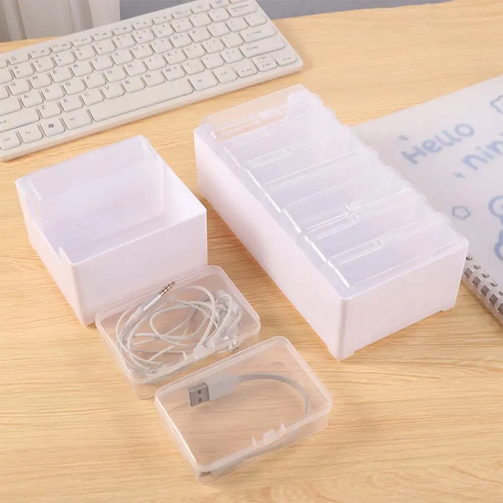 Clear Data Cable Storage Box Durable Messy-Free Cable Organizer Box Reusable Plastic Desktop Cable Organizer Travel Ready
